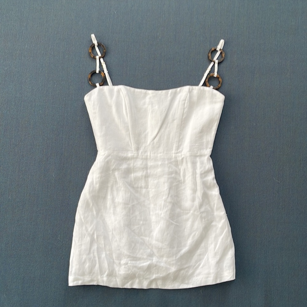 White Mini Dress with Ring-Detail Straps
